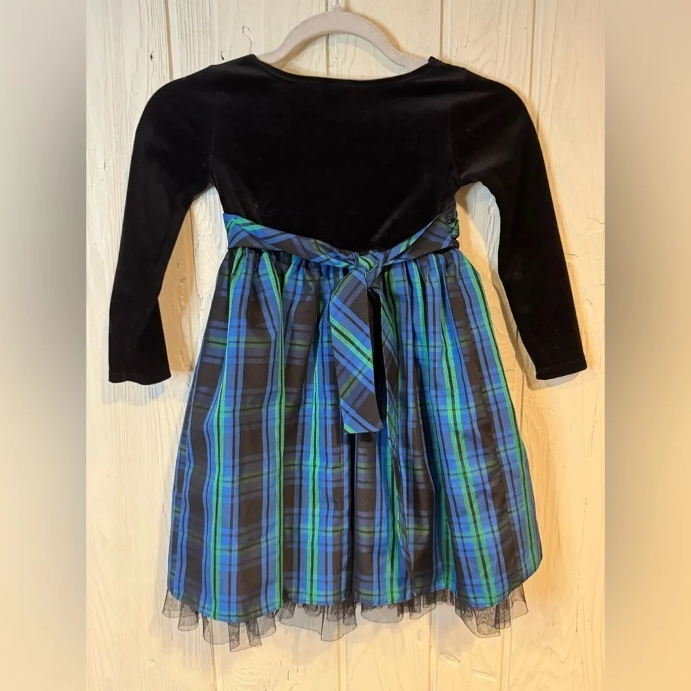 Youngland Girls Blue and Black Plaid Dress